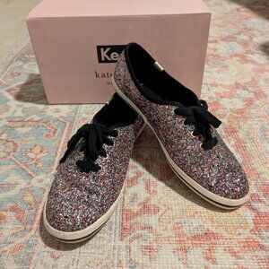 Keds × Kate Spade rainbow multicolor glitter lace up sneakers size 8 women's